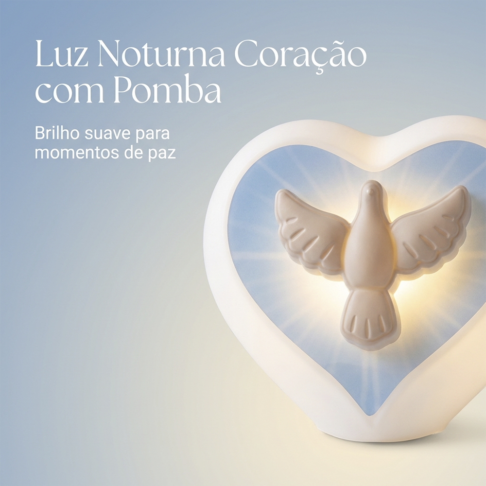 Luminária Coração Espírito Santo de Mesa Branca
