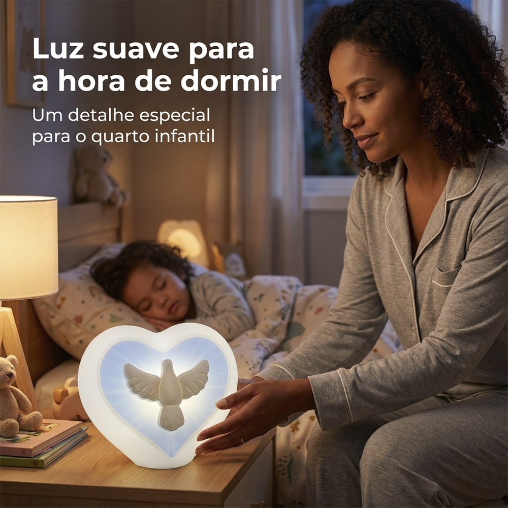Luminária Coração Espírito Santo de Mesa Branca