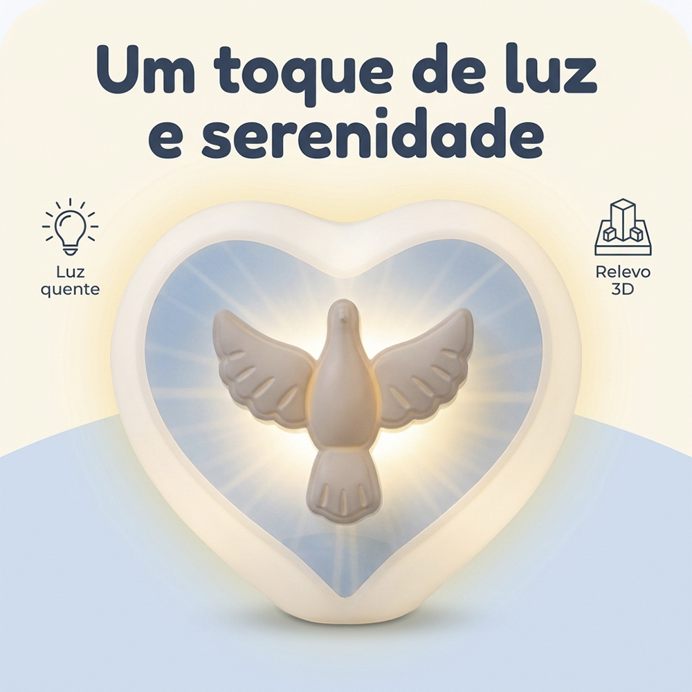 Luminária Coração Espírito Santo de Mesa Branca