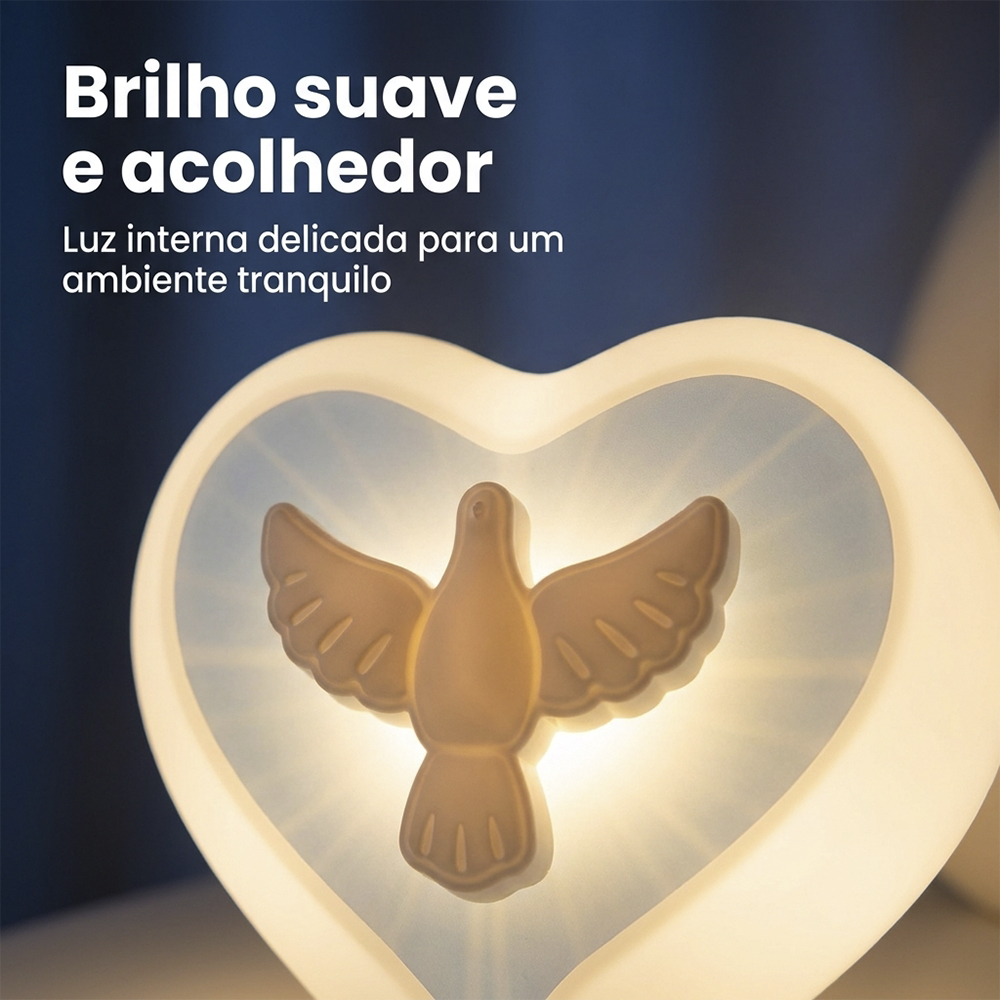 Luminária Coração Espírito Santo de Mesa Branca