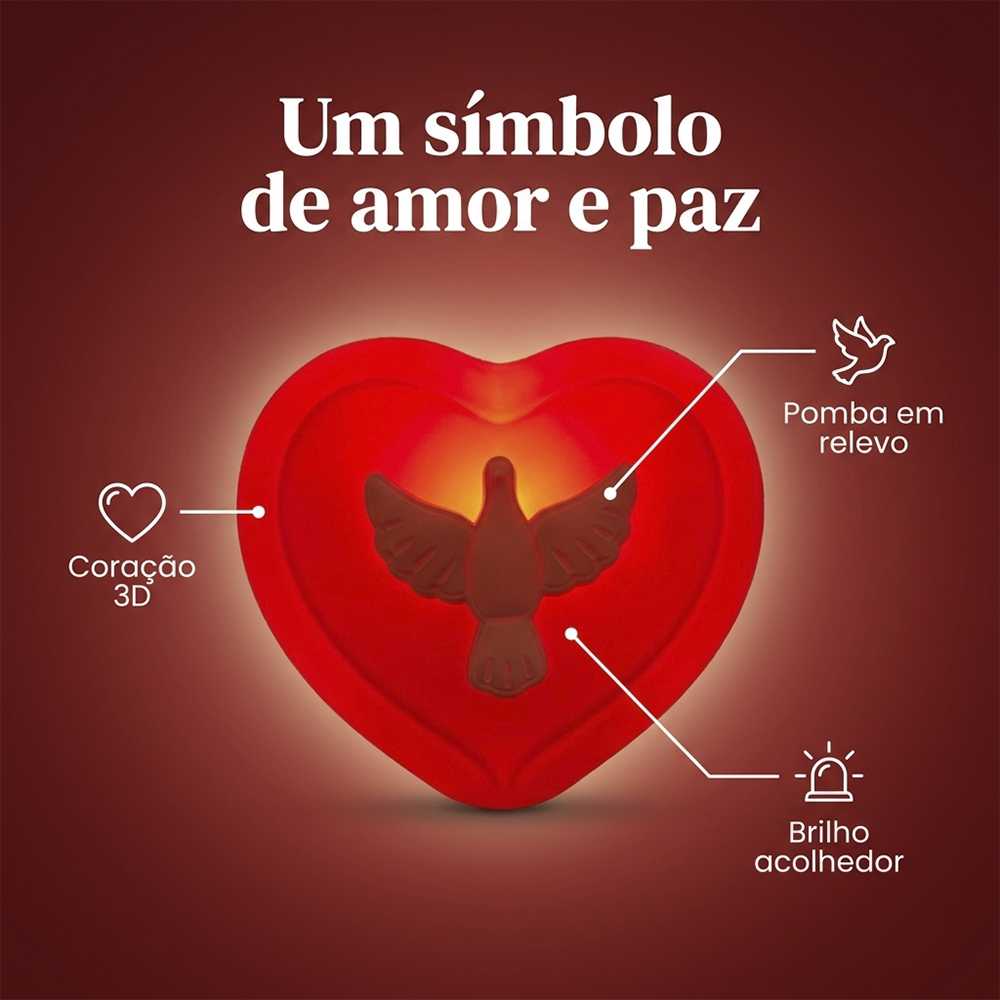 Luminária Coração Espírito Santo de Mesa Vermelha