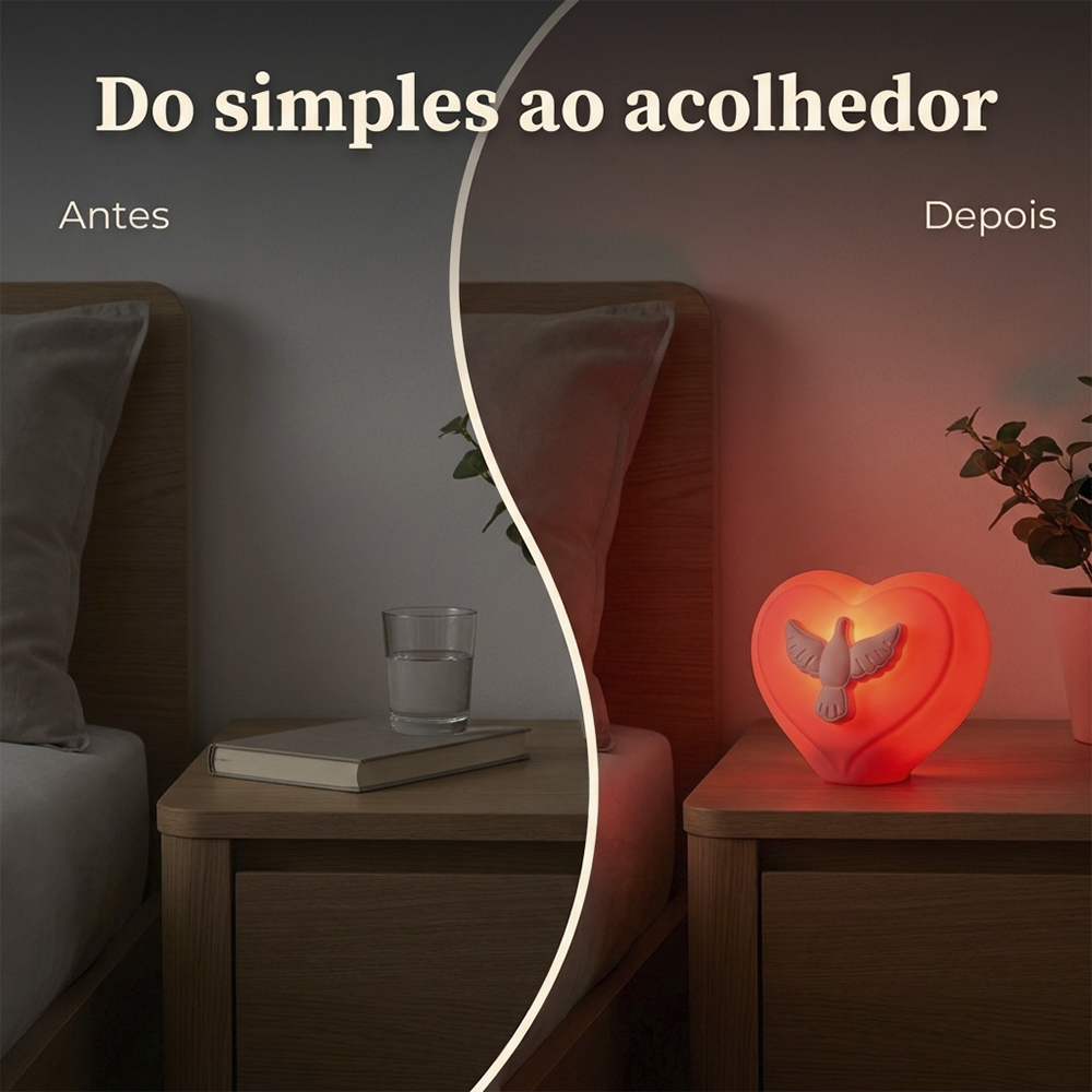 Luminária Coração Espírito Santo de Mesa Vermelha