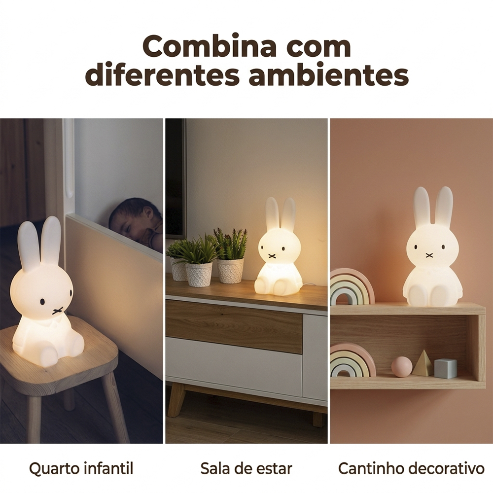 Luminária Mini Miffy Decorativa de Mesa Infantil