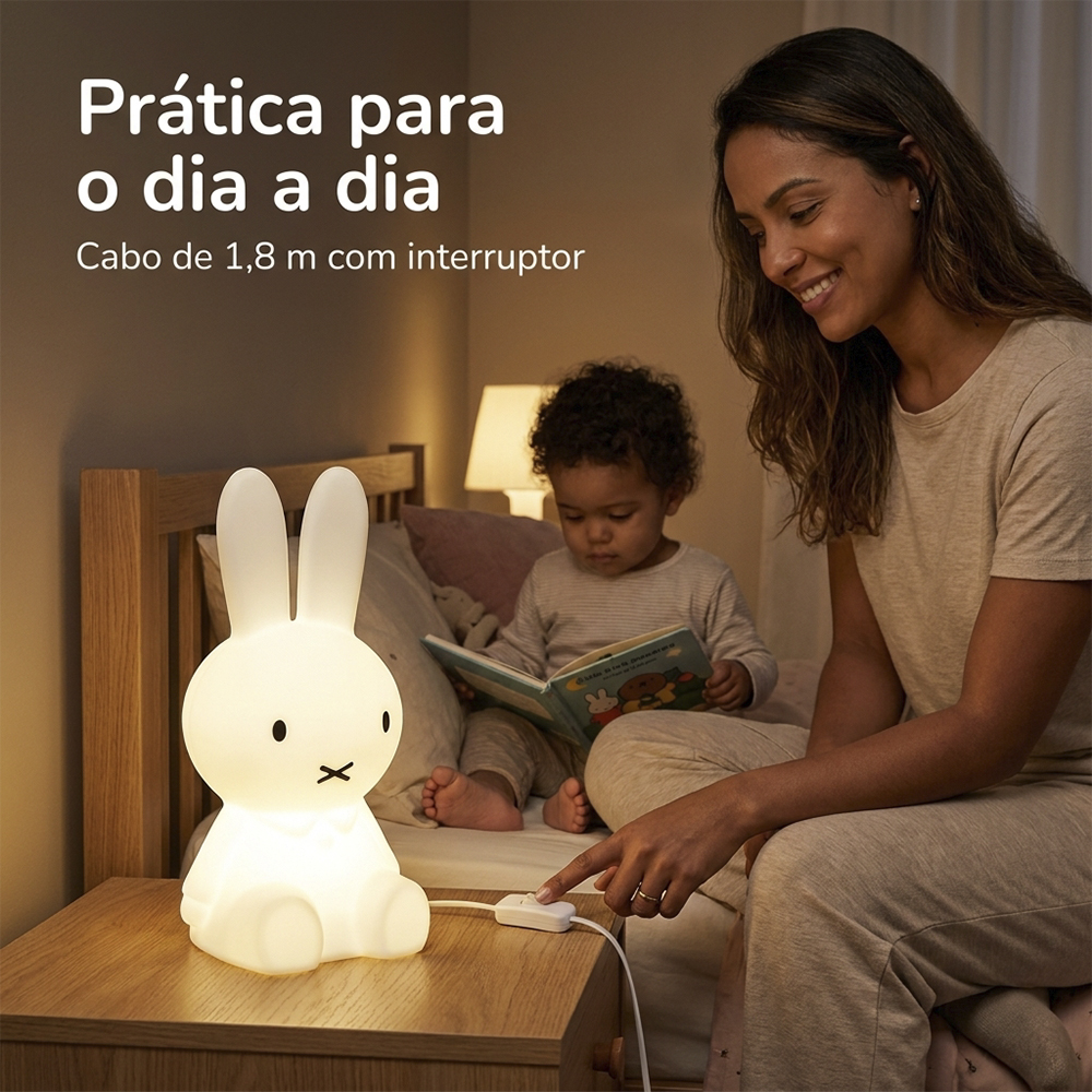 Luminária Mini Miffy Decorativa de Mesa Infantil