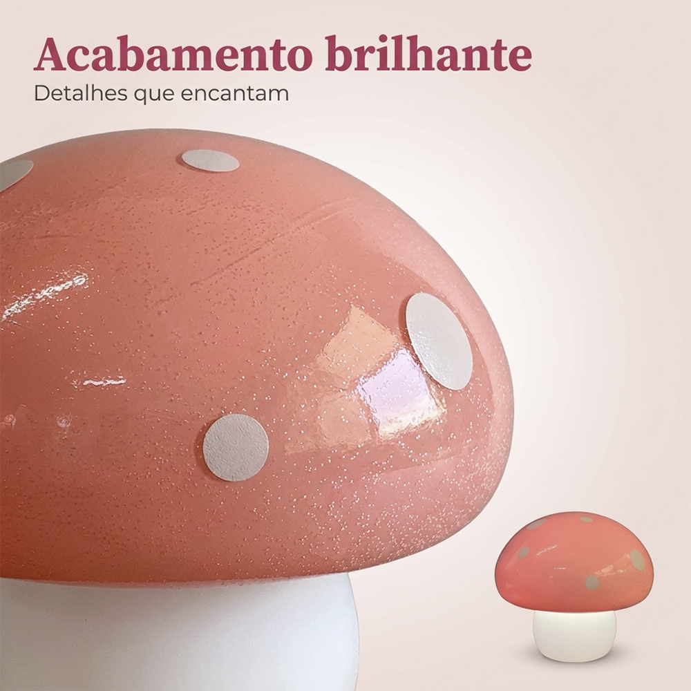 Luminária Decorativa Cogumelo Rosa de Mesa
