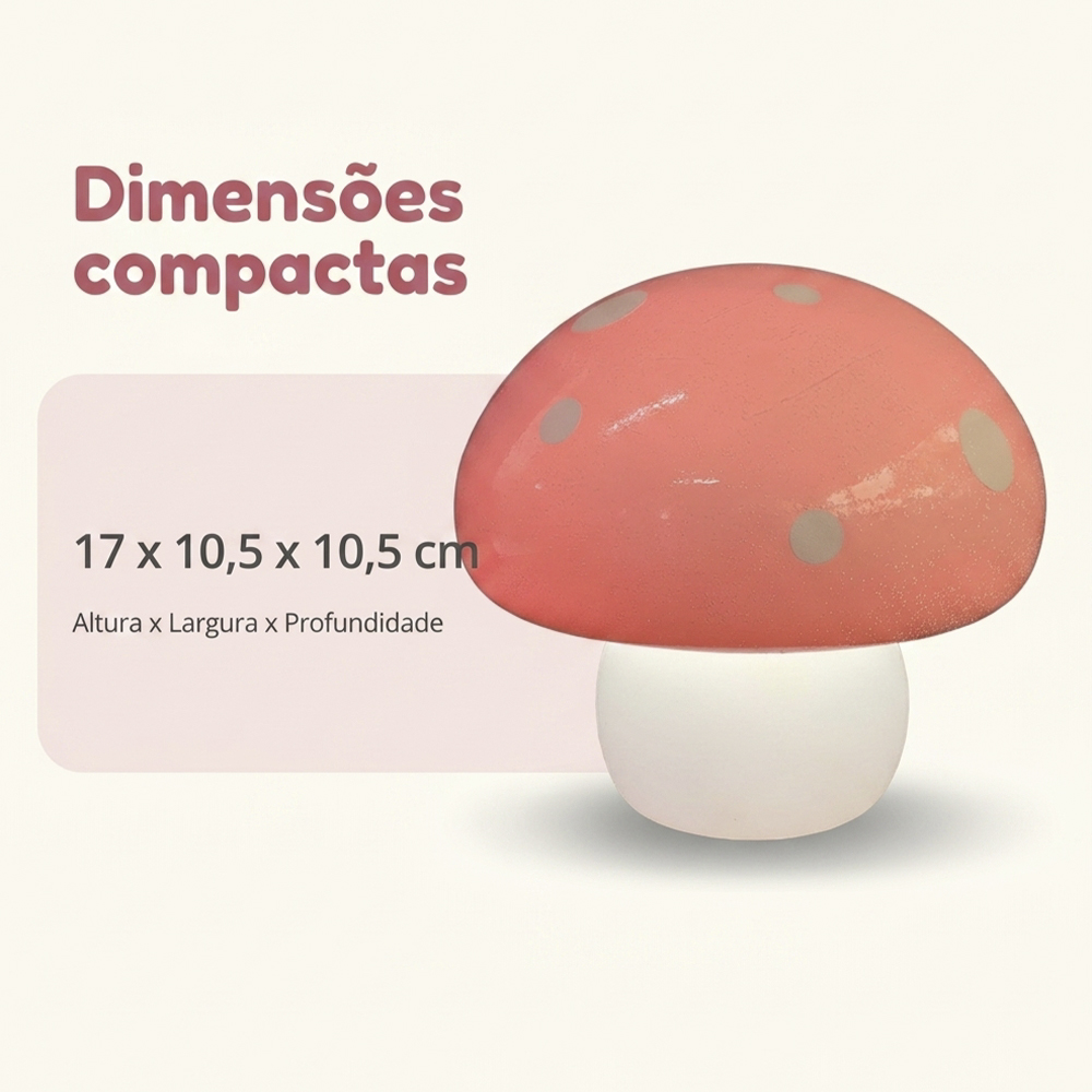 Luminária Decorativa Cogumelo Rosa de Mesa