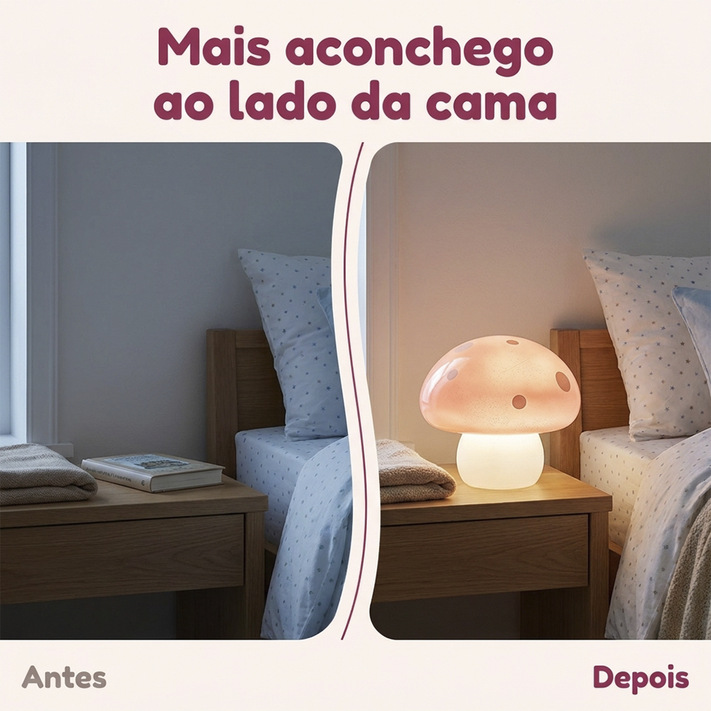 Luminária Decorativa Cogumelo Rosa de Mesa