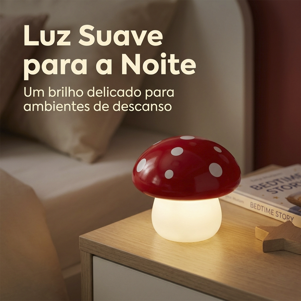 Luminária Decorativa Cogumelo Vermelho de Mesa