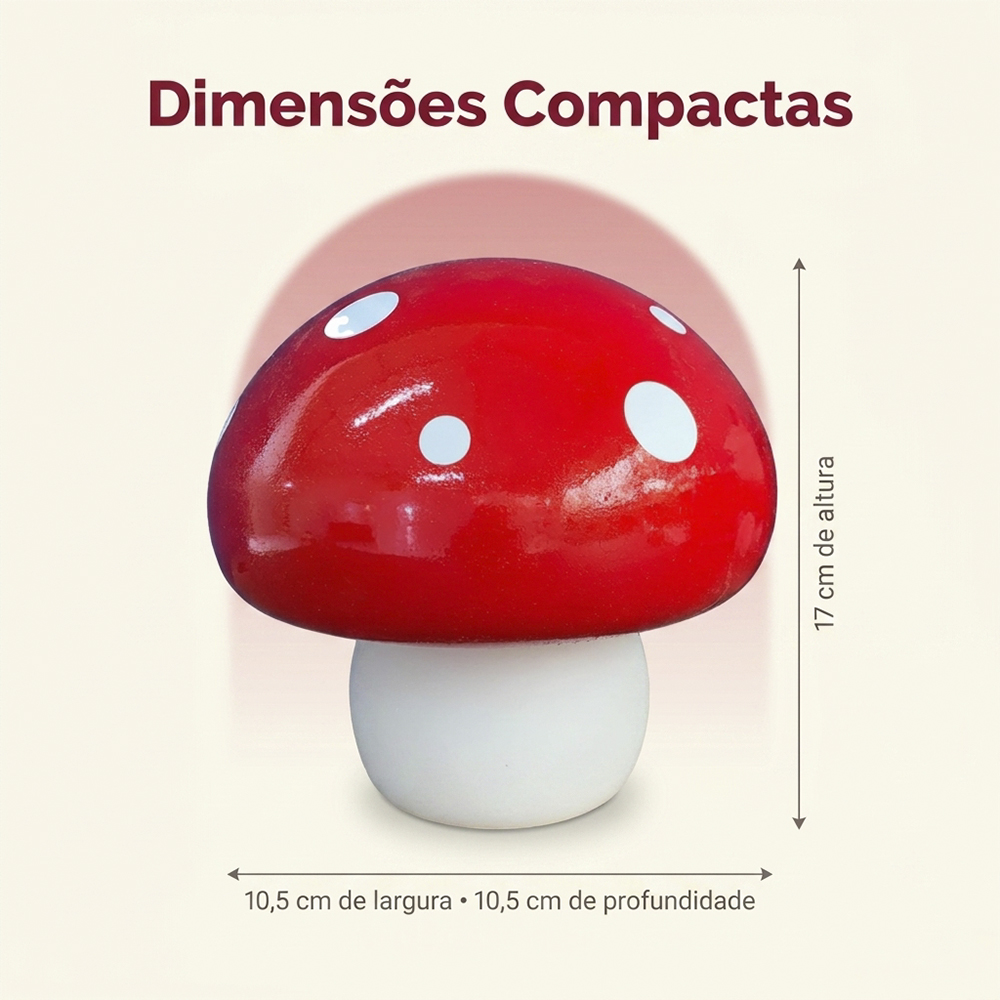 Luminária Decorativa Cogumelo Vermelho de Mesa