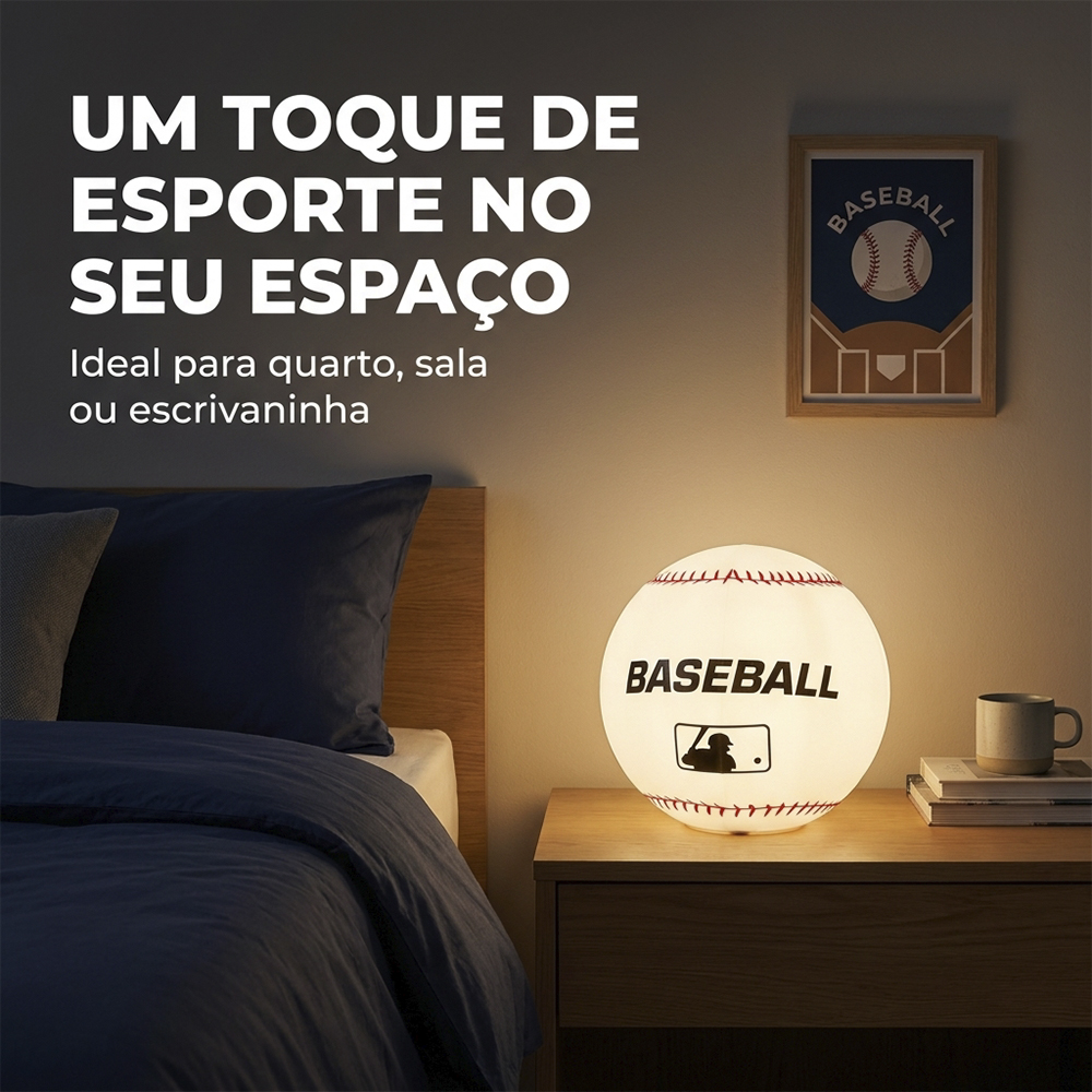 Luminária Bola de Baseball de Mesa Decorativa