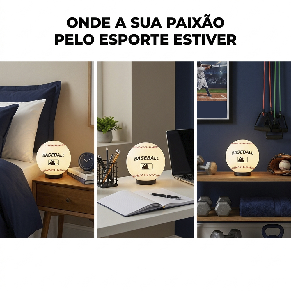 Luminária Bola de Baseball de Mesa Decorativa