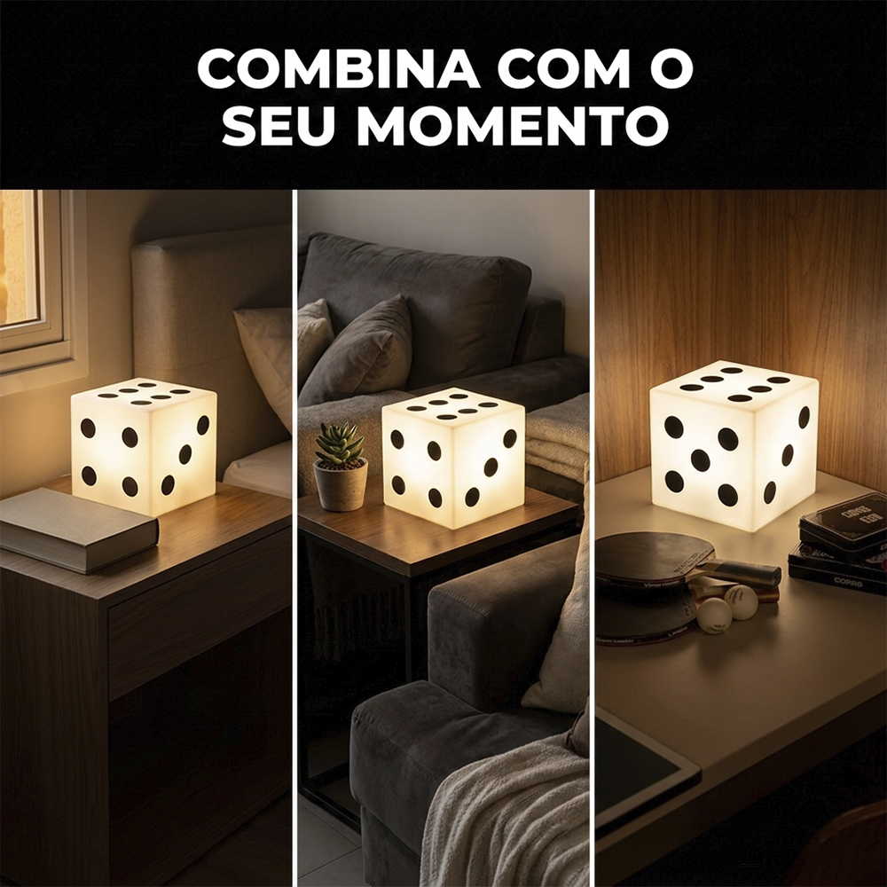 Luminária Dado de Mesa Decorativo Iluminação Difusa