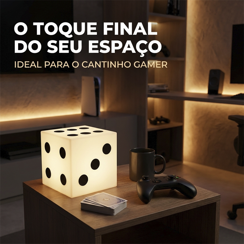 Luminária Dado de Mesa Decorativo Iluminação Difusa