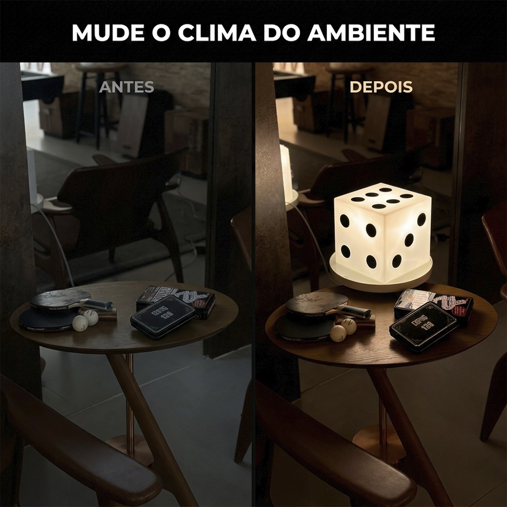Luminária Dado de Mesa Decorativo Iluminação Difusa