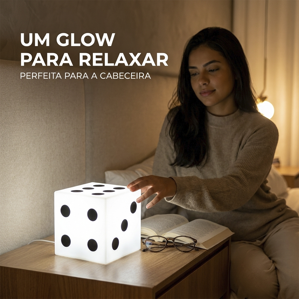 Luminária Dado de Mesa Decorativo Iluminação Difusa