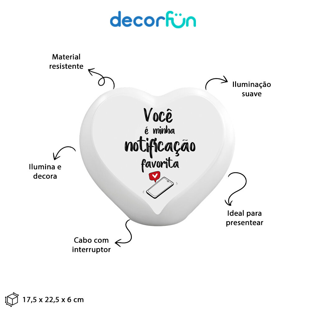 Luminária Coração Minha Notificação Preferida