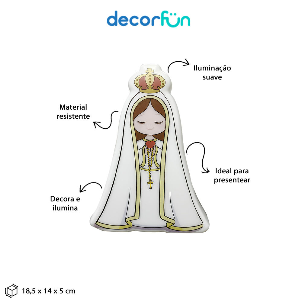 Luminária Nossa Senhora de Fátima Bivolt Decoração Oratório