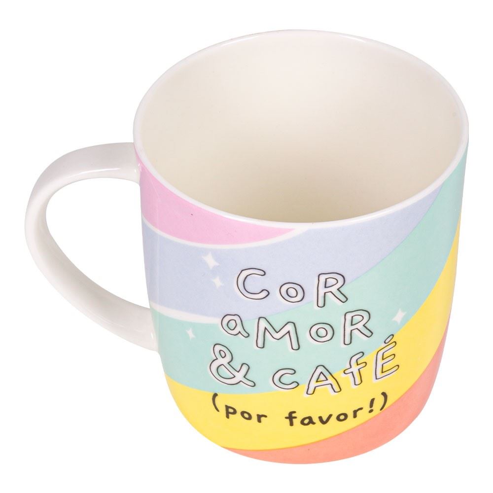 Caneca Cerâmica 400Ml - Frases Cores E Amores Com Café