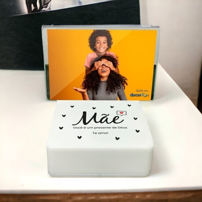 Luminária Box Porta Retrato Mãe, Presente de Deus