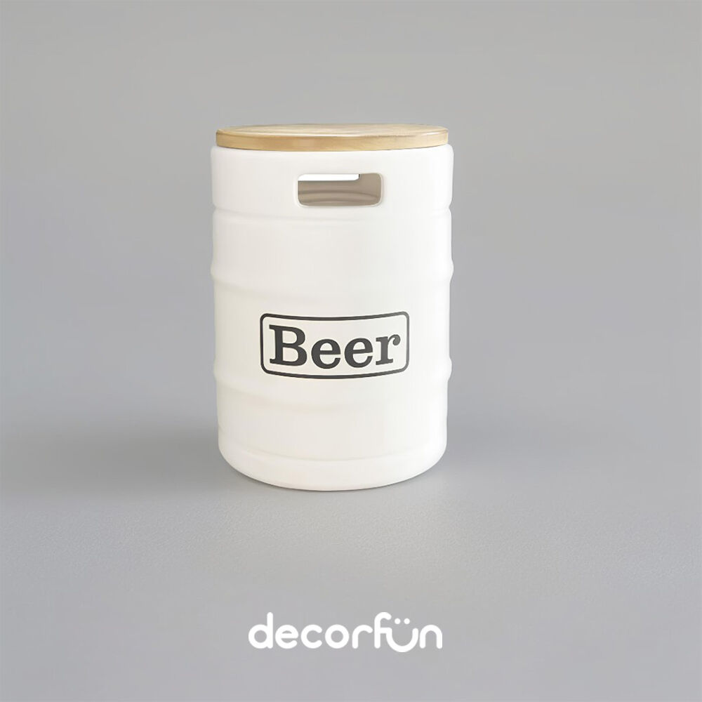 Banco Iluminado Beer Barrel Branco Porta Objetos Tampo Madeira Bivolt
