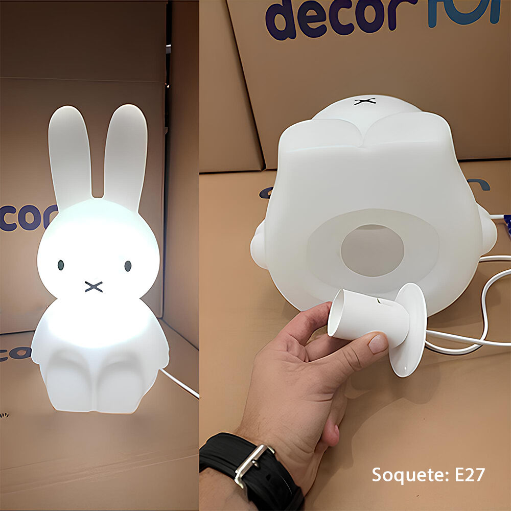 Luminária 3D Coelho 45cm Criativa Decoração Bivolt Branca - Miffy