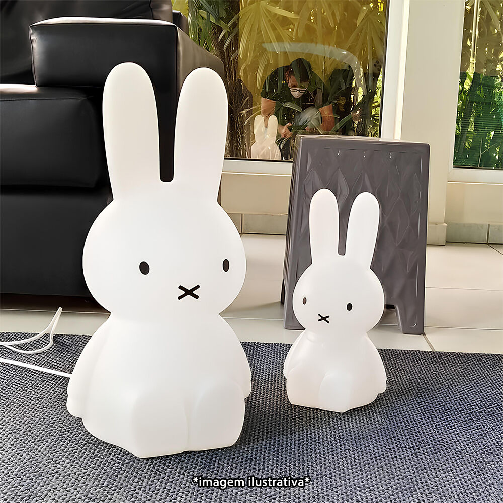 Luminária 3D Coelho 45cm Criativa Decoração Bivolt Branca - Miffy