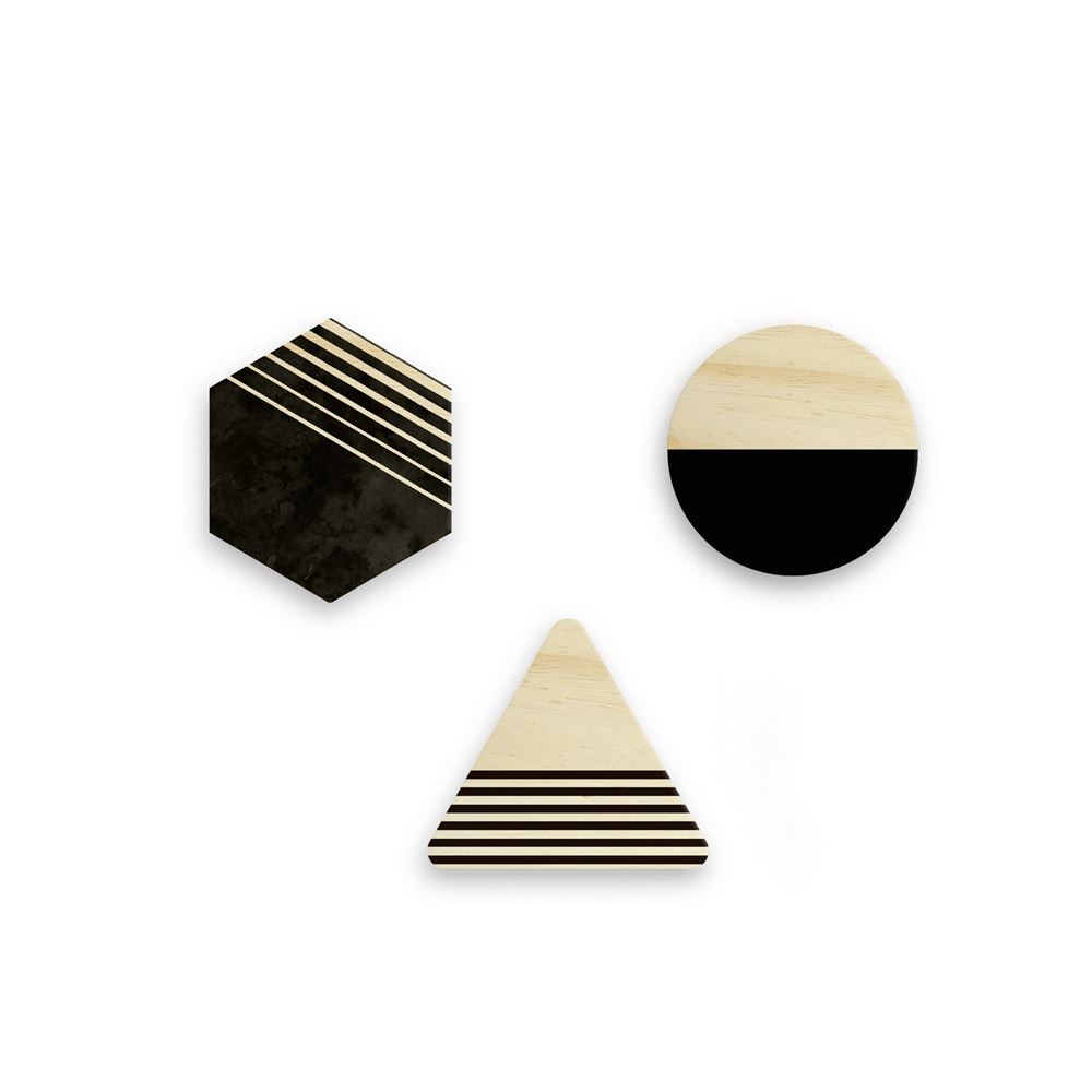 Conjunto com 3 Ganchos de Parede - Minimal Black