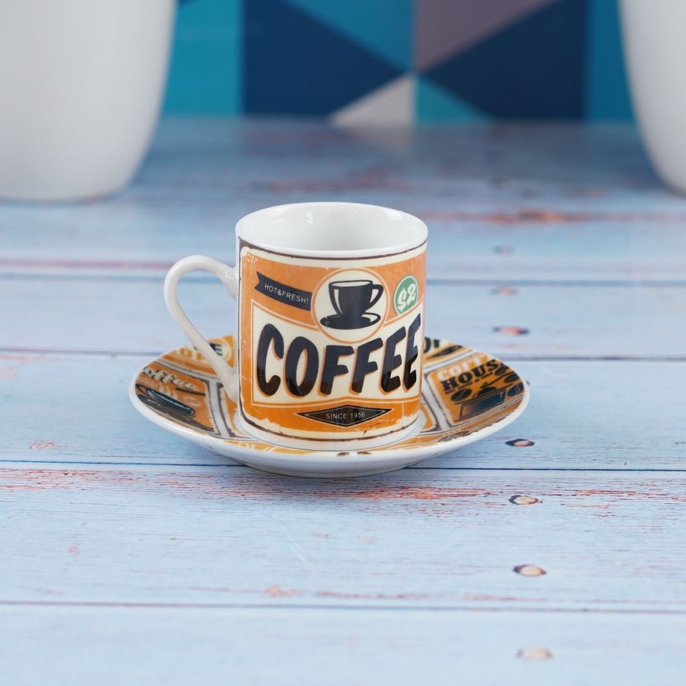 Jogo com 12 Peças para Café em Porcelana Colors Coffee