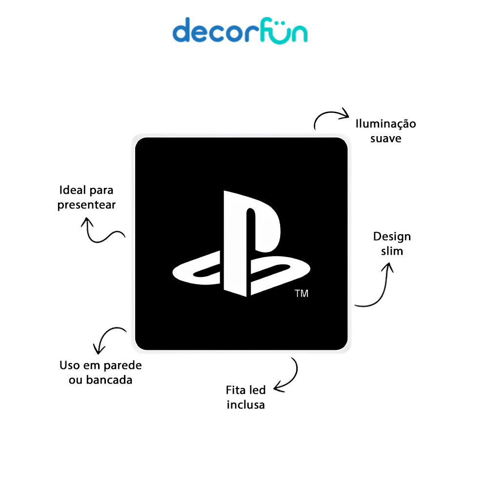 Luminária Box Slim PlayStation Black Icon USB