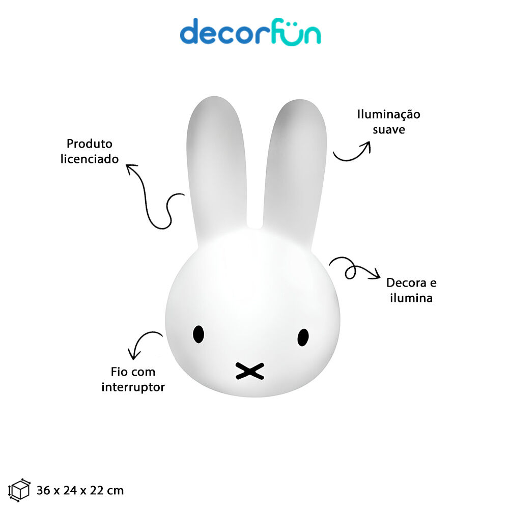 Luminária De Mesa com Fio Bunny Miffy Colors