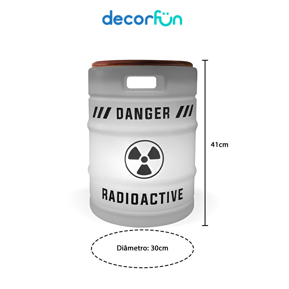 Banco Iluminado Radioactive Porta Objetos Tampo Madeira Bivolt Branco