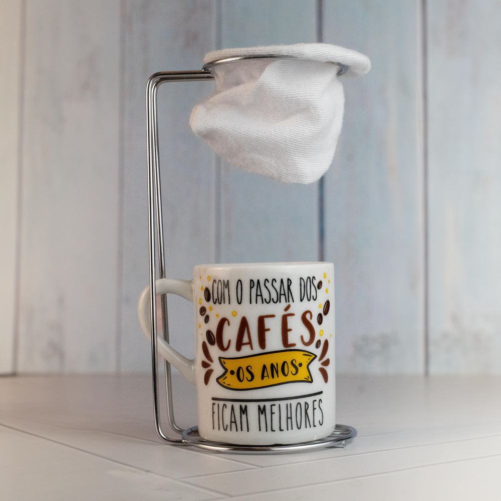 Caneca De Porcelana com Coador - Passar dos Cafés