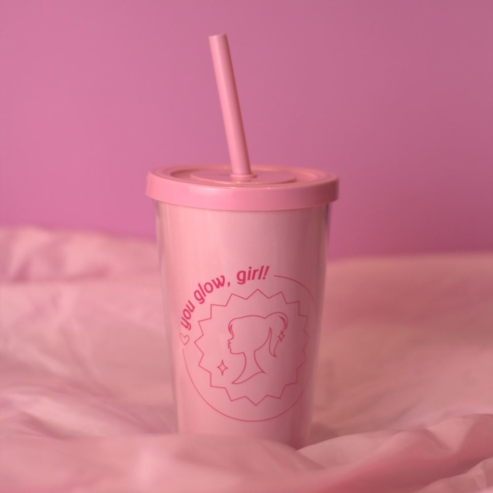 Copo com Canudo Rosa - You Glow