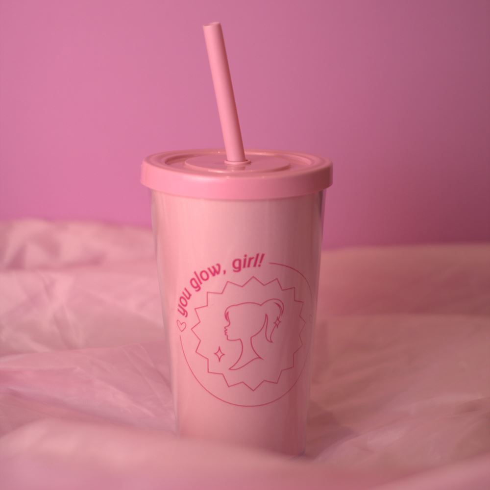 Copo com Canudo Rosa - You Glow