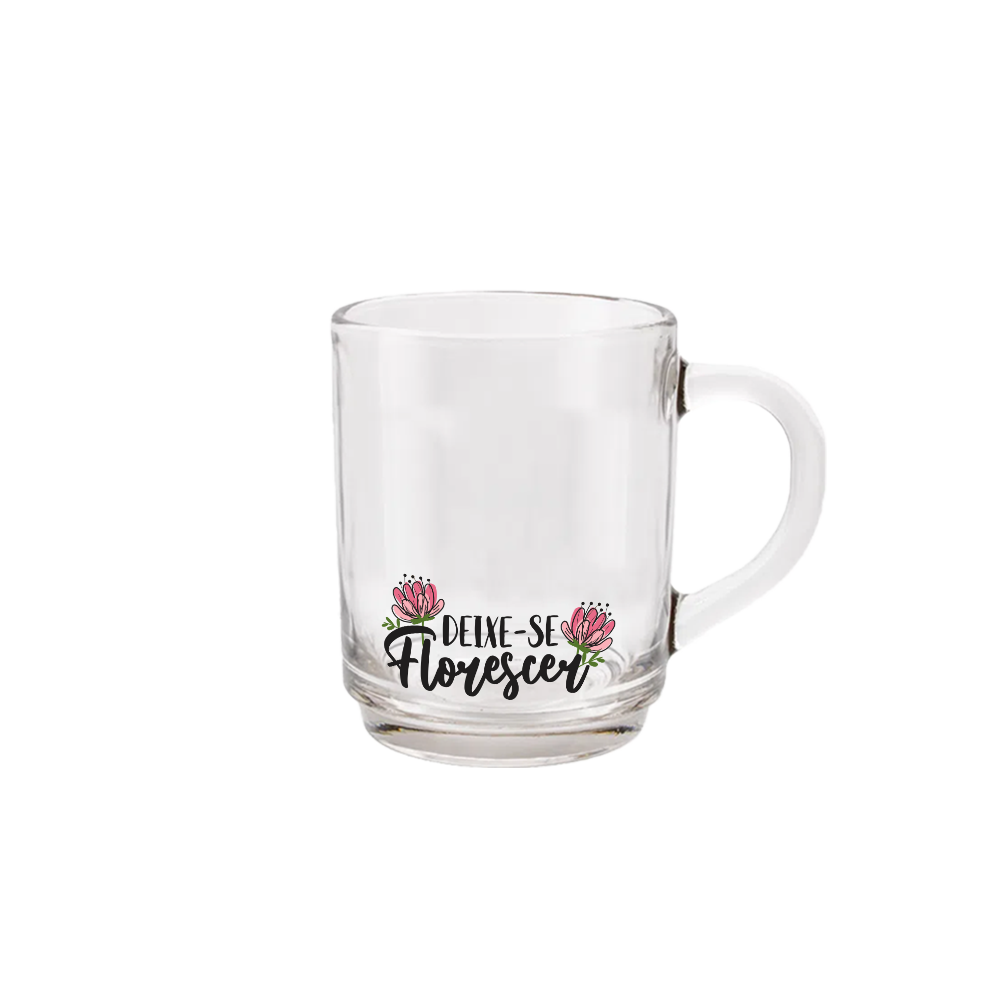 Caneca de Vidro com Suporte de Madeira - Seja Sua Inspiração