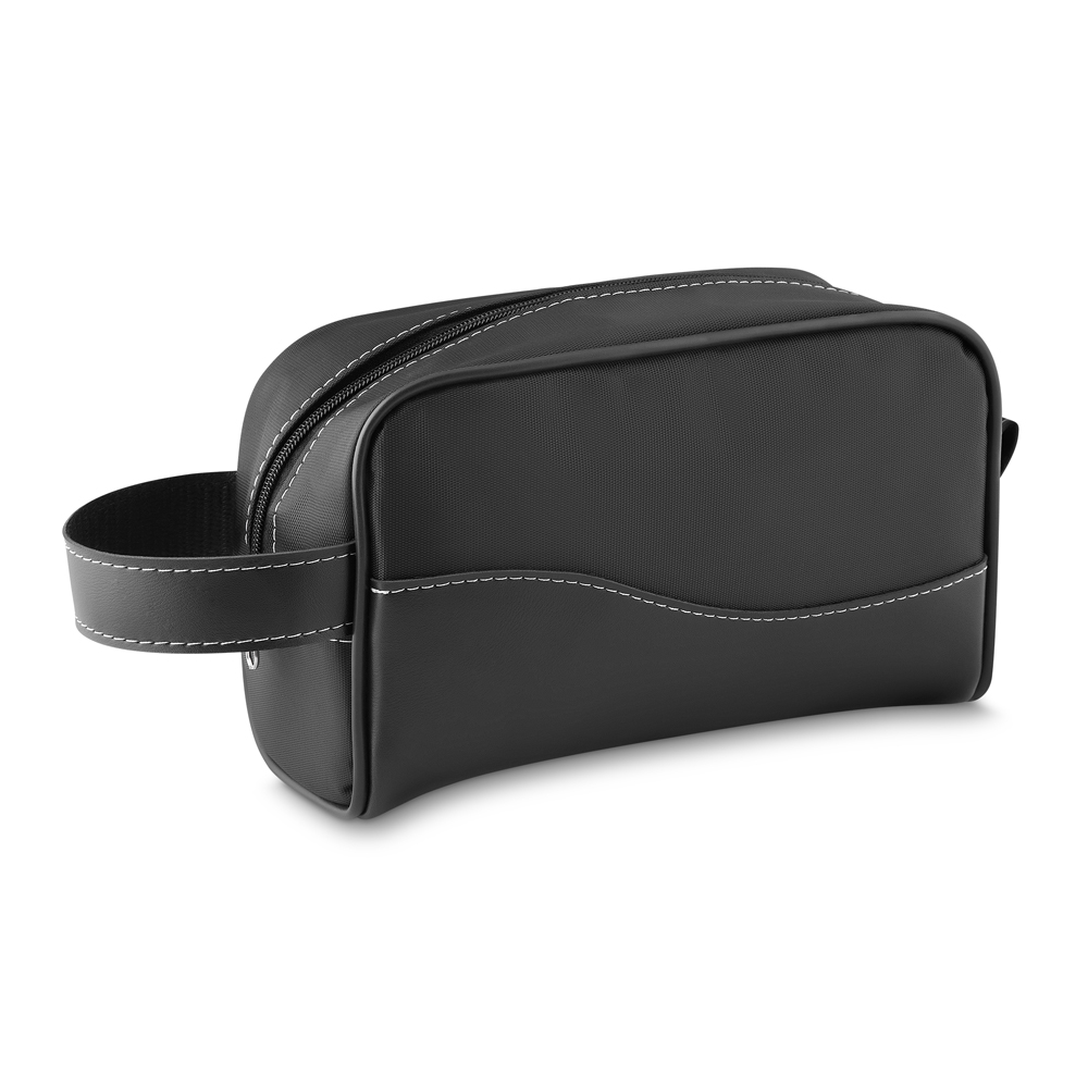 Necessaire Bicolor com Alça em Couro Sintético
