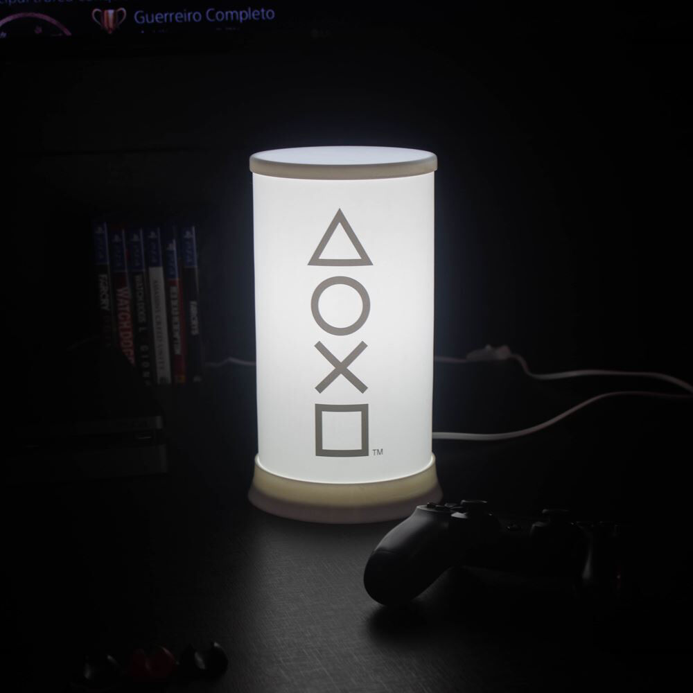 Luminária PlayStation Icons Abajur de Mesa Branco Bivolt