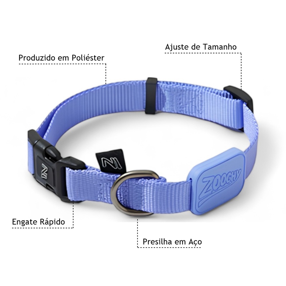 Coleira Ajustável para Cães Violeta - G