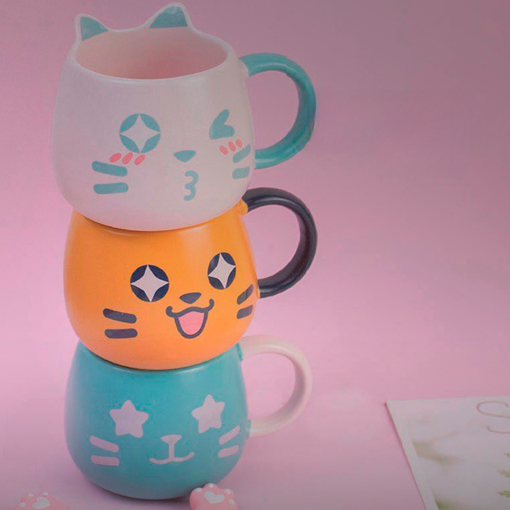 Caneca de Porcelana Gatinho com Orelhas 450ml - Verde