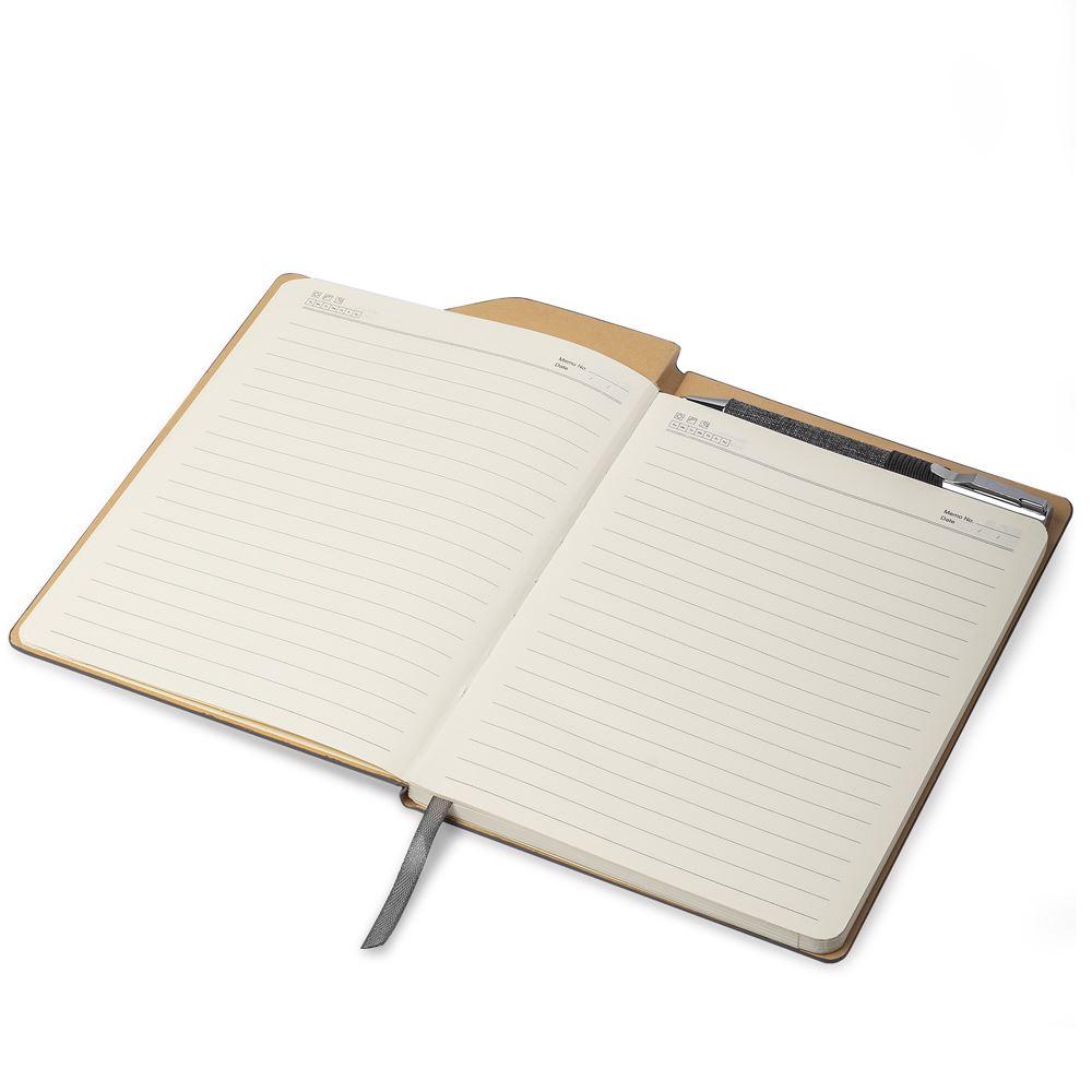 Caderno com Capa Dura e Folhas Pautadas Cinza