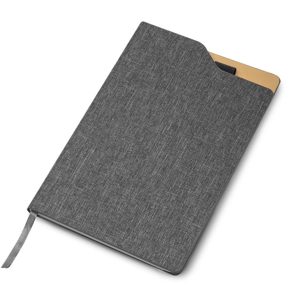 Caderno com Capa Dura e Folhas Pautadas Cinza