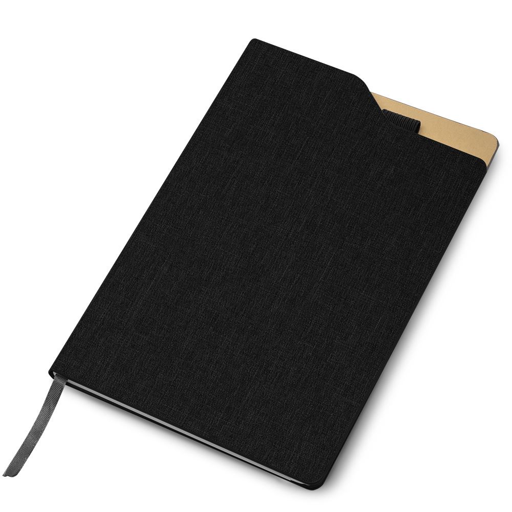 Caderno com Capa Dura e Folhas Pautadas Preto