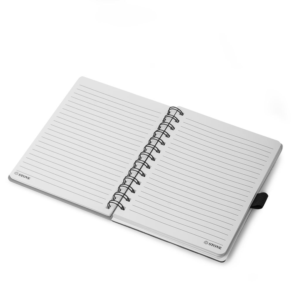 Caderno De Anotações com Caneta Aspiral e Elástico Preto