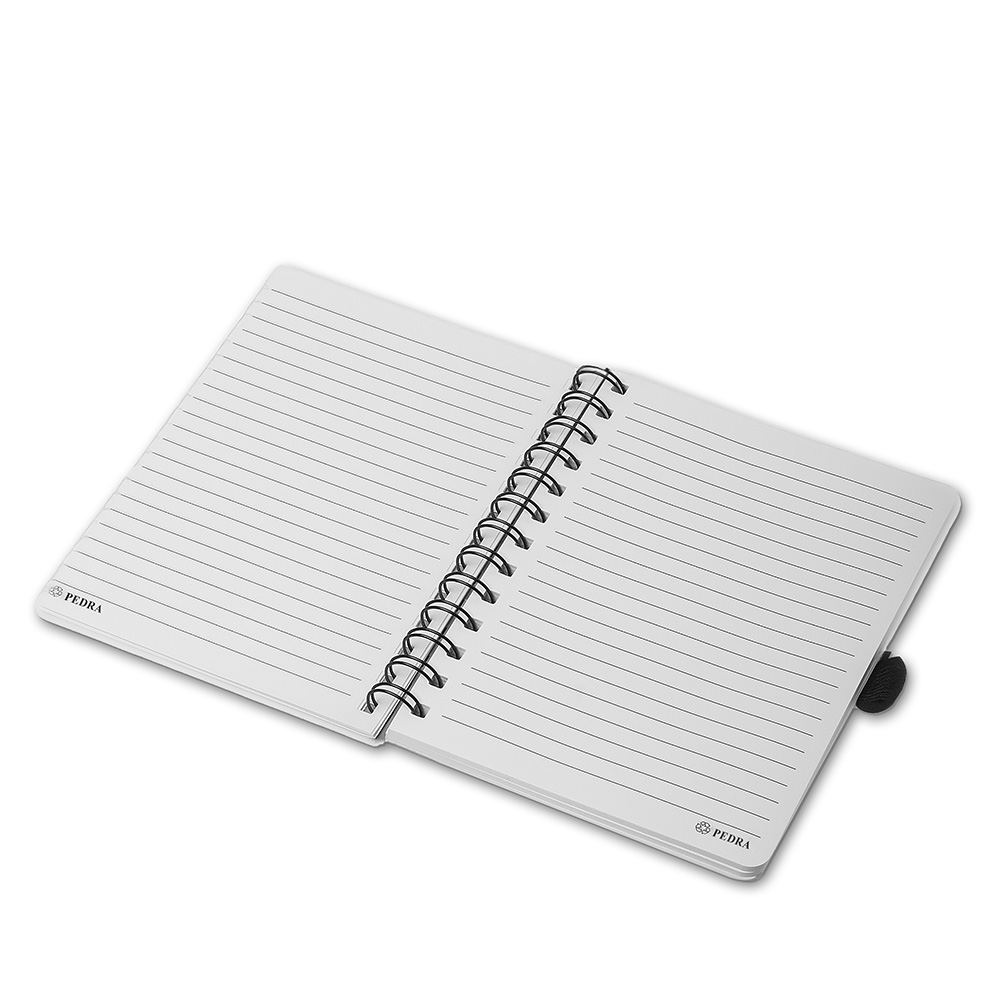 Caderno De Anotações com Caneta Aspiral e Elástico Preto