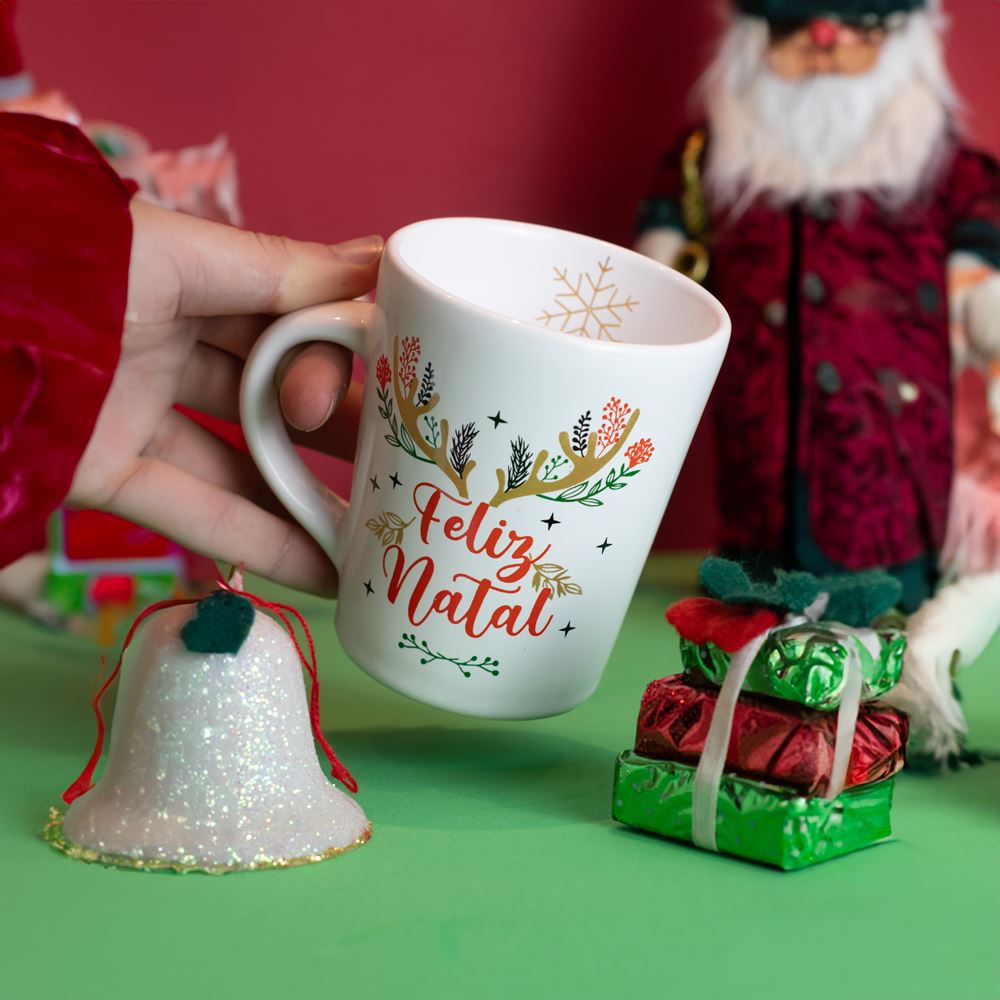 Caneca de Porcelana 270ml Natal Mágico - Merry Christmas