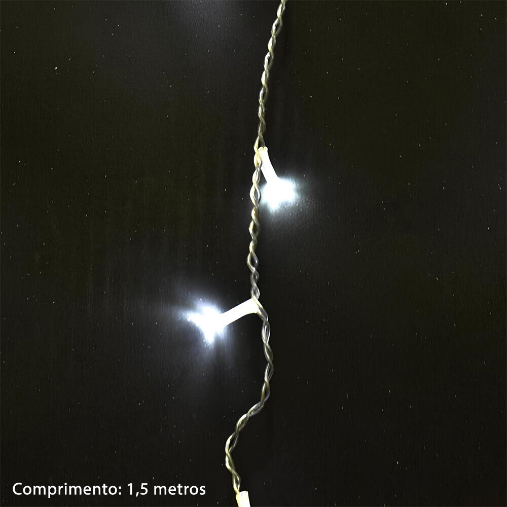 Pisca Pisca Natalino Cascata 1,5m Branco com 100 Leds