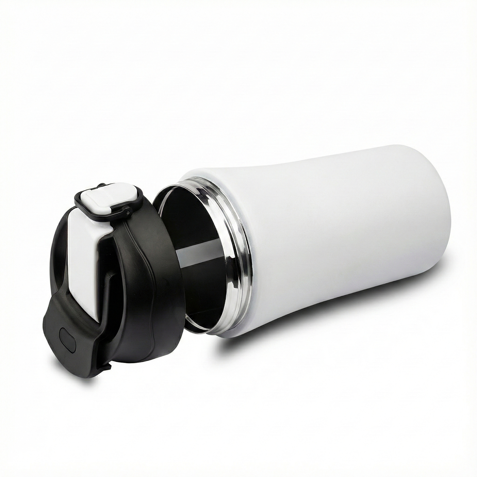 Copo Térmico Com Tampa Fosco de 500ml Inox Branco