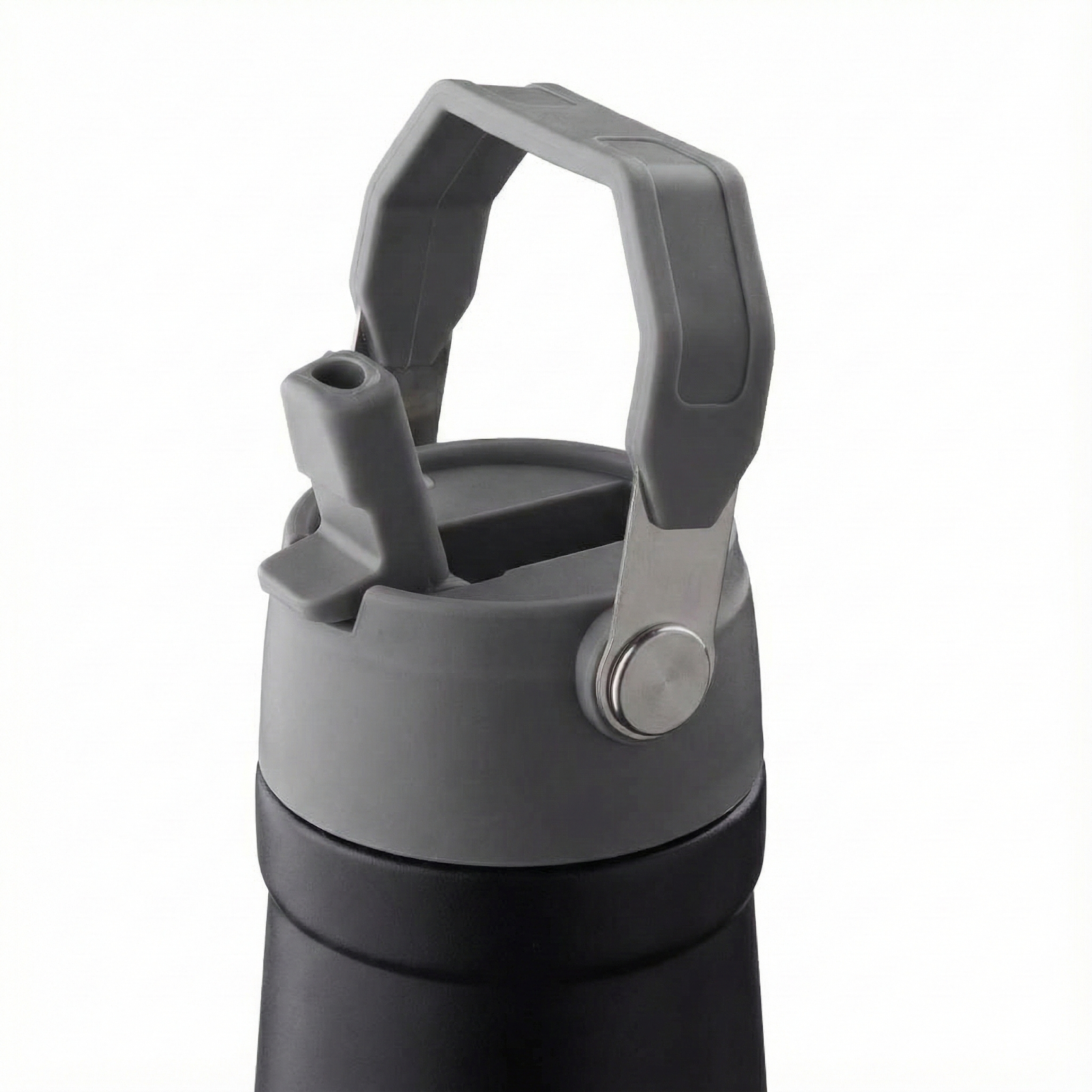 Garrafa com Alça E Bico 650ml em Aço Inox Preta