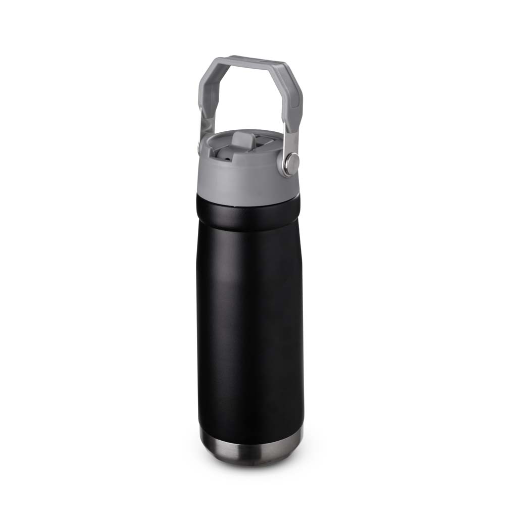 Garrafa com Alça E Bico 650ml em Aço Inox Preta