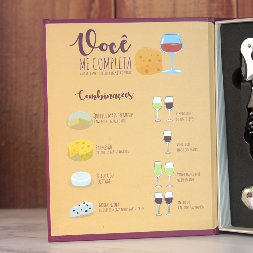 Kit com 5 Peças para Vinho Premium Wine - Você Me Completa